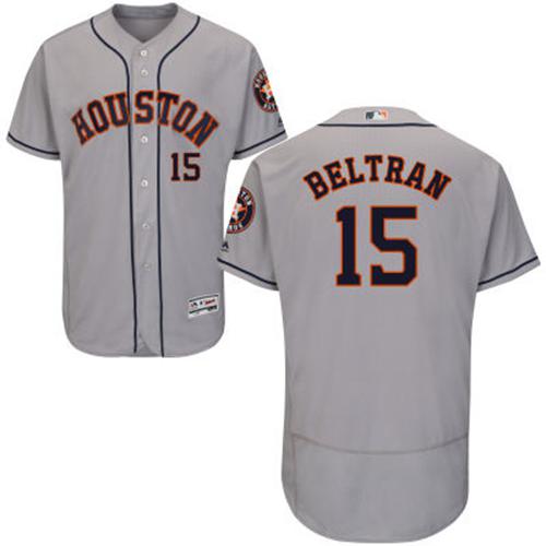 Astros #15 Carlos Beltran Grey Flexbase Authentic Collection Stitched MLB Jersey